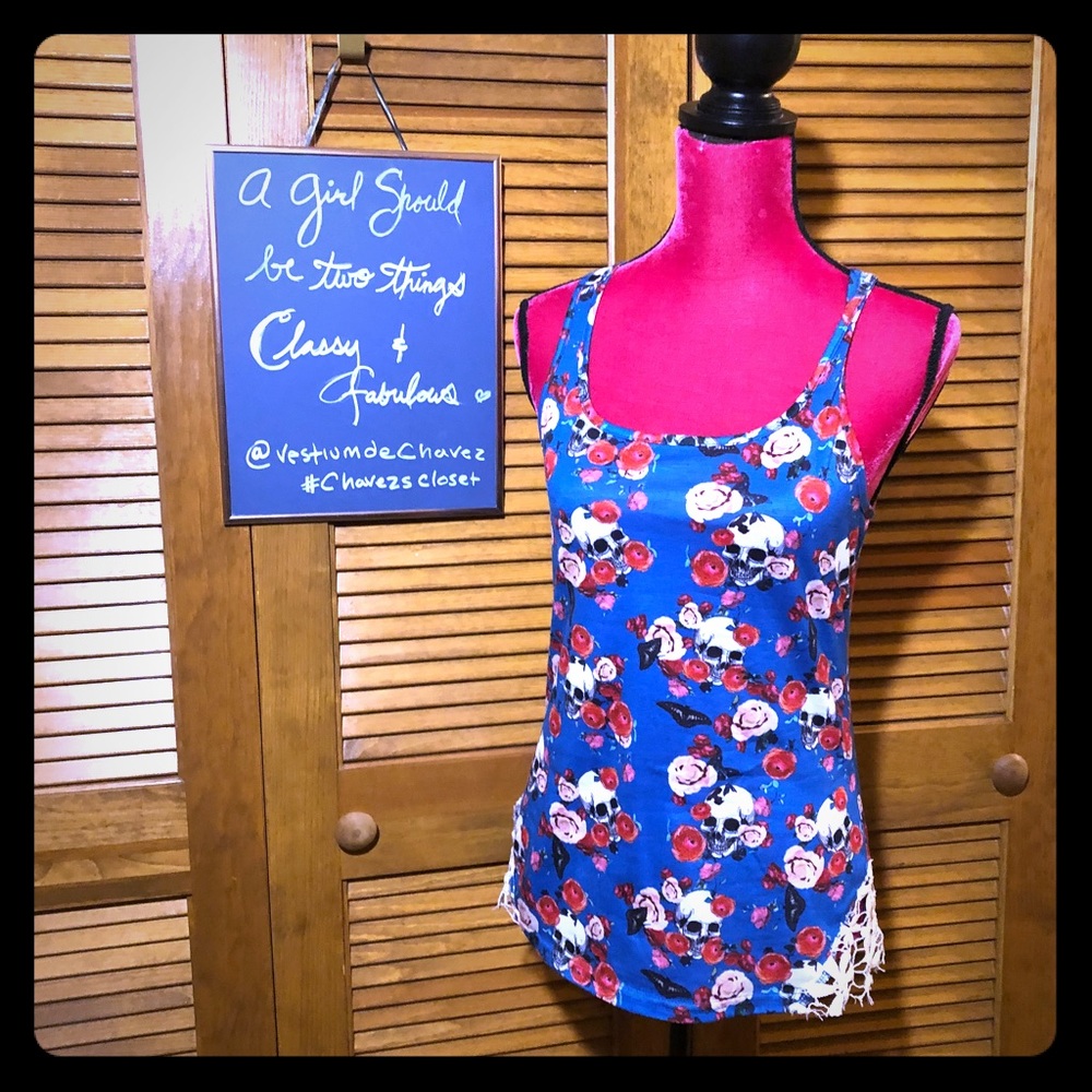 Skull tank 💙💀🌹👚🌹💀💙